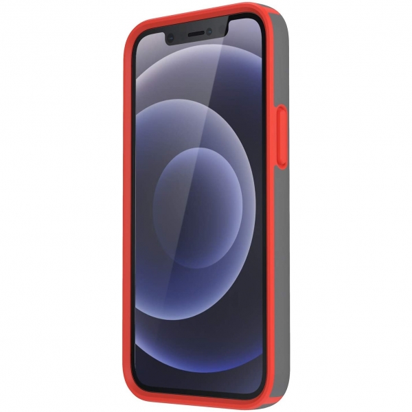 Speck iPhone 12 Mini CandyShell Pro Serisi Klf (MIL-STD-810G)-Moody Grey/Turbo Red