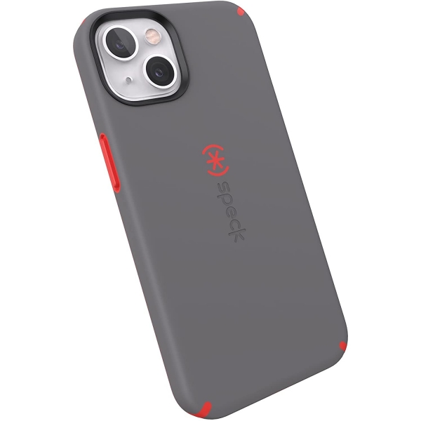 Speck iPhone 13 CandyShell Pro Serisi Kılıf (MIL-STD-810G)-Moody Grey/Turbo Red