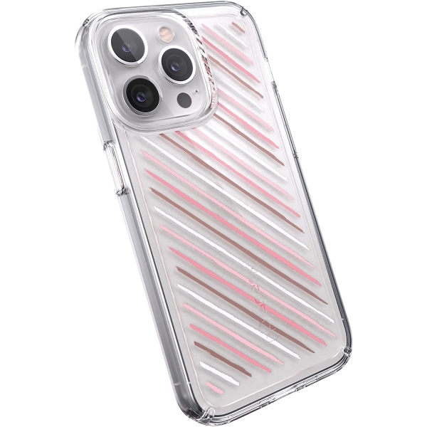 Speck iPhone 13 GemShell Serisi Klf (MIL-STD-810G)-Stripes/Clear