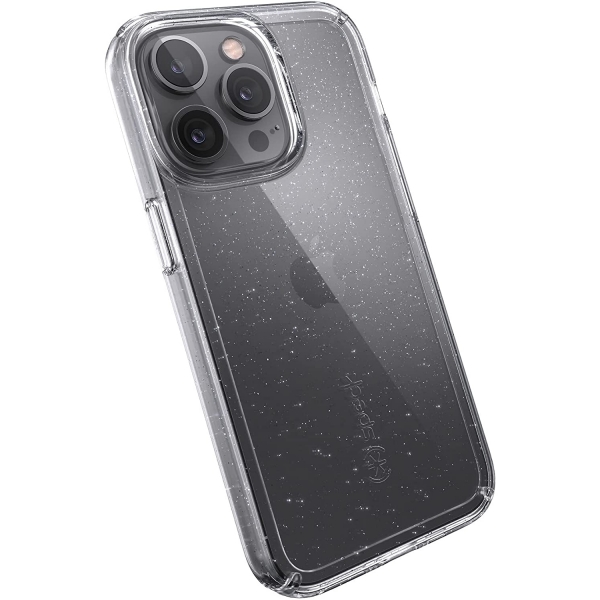 Speck iPhone 13 GemShell Serisi Klf (MIL-STD-810G)-Clear with Platinum Glitter