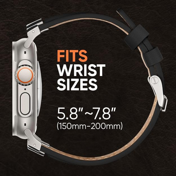 Suitisbest Apple Watch 11/10 Uyumlu Deri Kay�� -Titanium/Classic Black