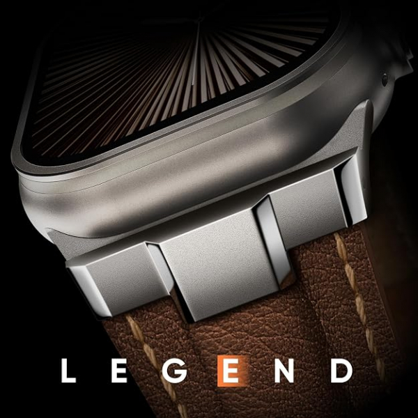Suitisbest Apple Watch 11/10 Uyumlu Deri Kay�� -Titanium/Classic Chestnut Brown