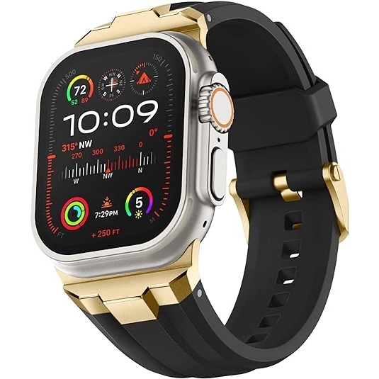Suitisbest Apple Watch Ultra 2. Nesil Kay (49mm)-Gold Black