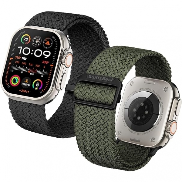 Suitisbest Apple Watch Ultra 2. Nesil rgl Kay-Black OliveGreen 