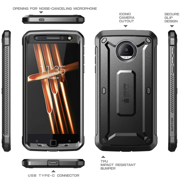 Supcase Motorola Moto Z Droid Rugged Klipsli Klf-Black