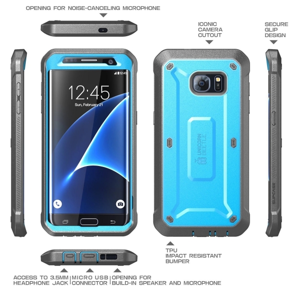 Supcase Samsung Galaxy S7 Edge Rugged Holster Klf (MIL-STD-810G)-Blue-Black