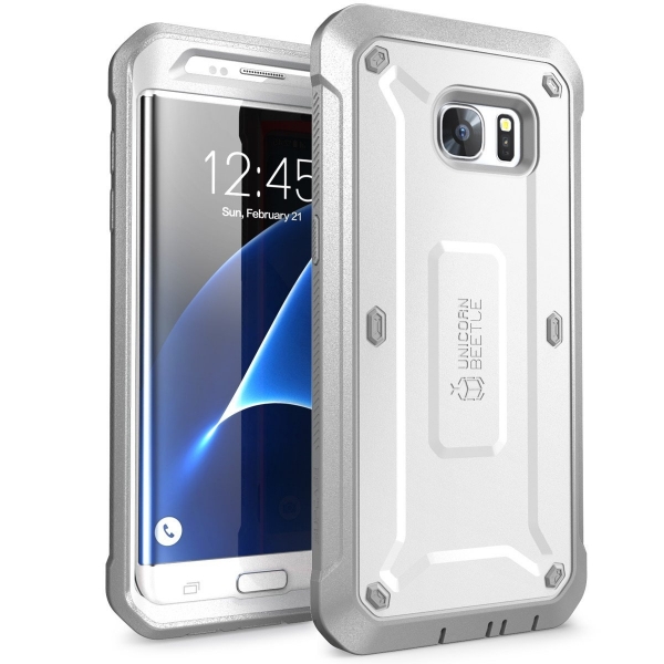 Supcase Samsung Galaxy S7 Edge Rugged Holster Klf (MIL-STD-810G)-White-Gray