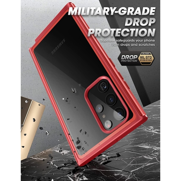 SUPCASE UB Edge Pro Serisi Samsung Galaxy S22 Ultra Klf-Red