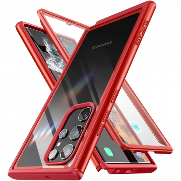 SUPCASE UB Edge Pro Serisi Samsung Galaxy S22 Ultra Klf-Red