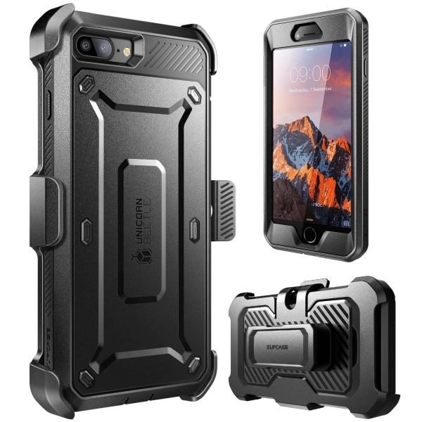 SUPCASE iPhone 7 Plus Unicorn Beetle Pro Serisi Klf ve Ekran Koruyucu (MIL-STD-810G)-Black