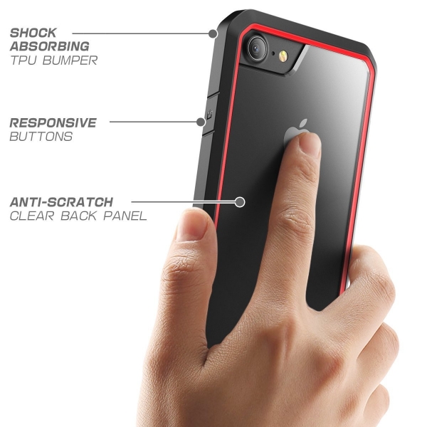 Supcase iPhone 7 Unicorn Beetle Serisi Hybrid effaf Klf- Red Black