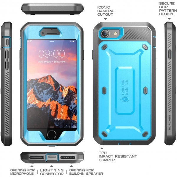 Supcase iPhone SE Unicorn Unicorn Beetle Pro Serisi Klf (2.Nesil)-Blue