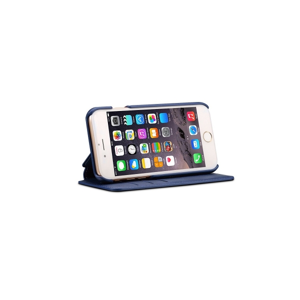 Suteni Apple iPhone 8 Deri Czdan Kickstand Klf-Blue