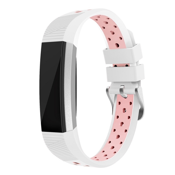 Swees Fitbit Alta HR / Alta Silikon Kay (5.5 in- 7.5 in)- White Salmon Pink