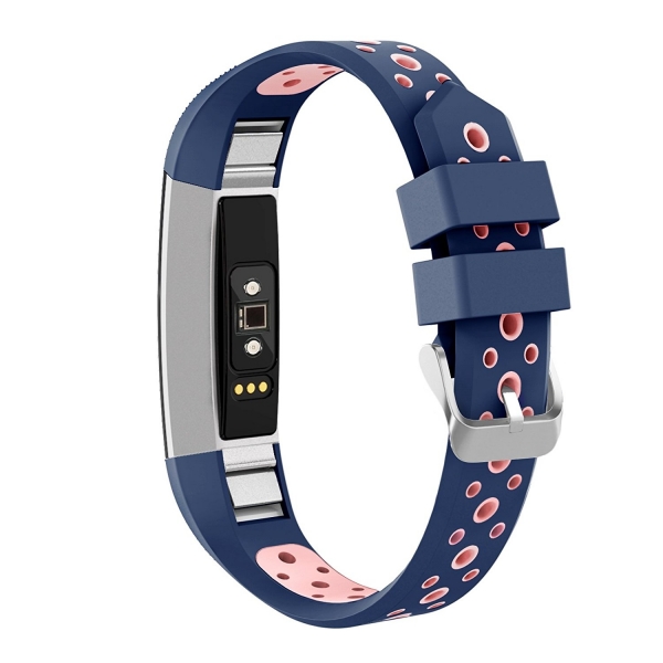 Swees Fitbit Alta HR / Alta Silikon Kay (5.5 in- 7.5 in)-Midnight Blue Salmon Pink