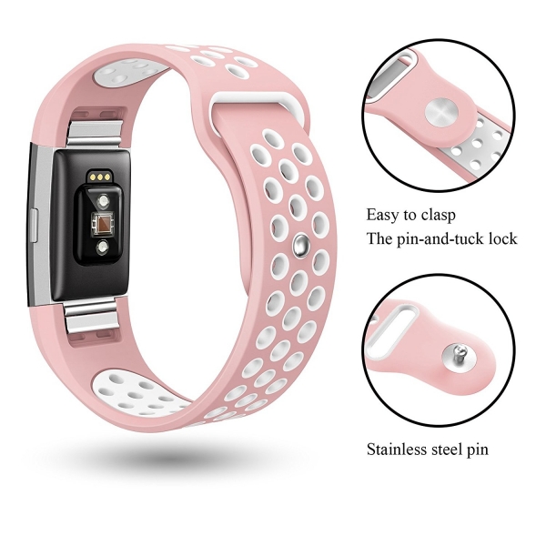 Swees Fitbit Charge 2 Kay (Large)-Salmon Pink White