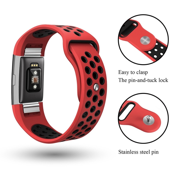 Swees Fitbit Charge 2 Kay (Small)- Red Black