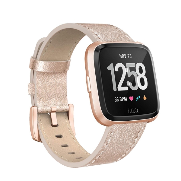 Swees Fitbit Versa Deri Kay (Large)-Rose Gold