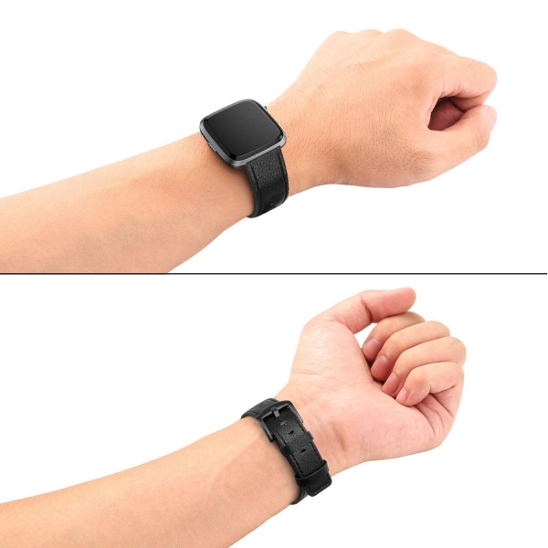 Swees Fitbit Versa Deri Kay (Large)-Black