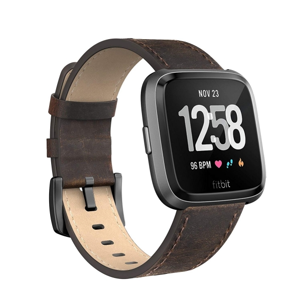 Swees Fitbit Versa Deri Kay (Large)-Brown