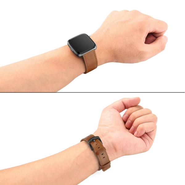 Swees Fitbit Versa Deri Kay (Large)-Dark Brown