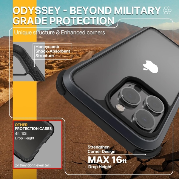 SwitchEasy Odyssey Serisi iPhone 14 Manyetik Klf (MIL-STD-810G) -Metal Black