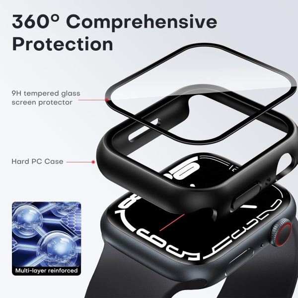 TAURI Apple Watch 9 45mm Bumper Klf-Black