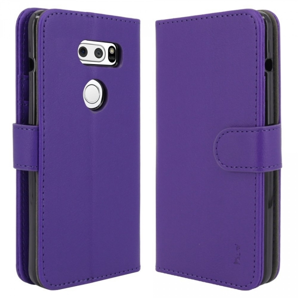 TAURI LG V30 Deri Czdan Klf-Purple