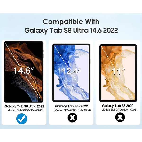 TİMOVO Manyetik Samsung Galaxy Tab S8 Ultra Kılıf (14.6 inç)-Black