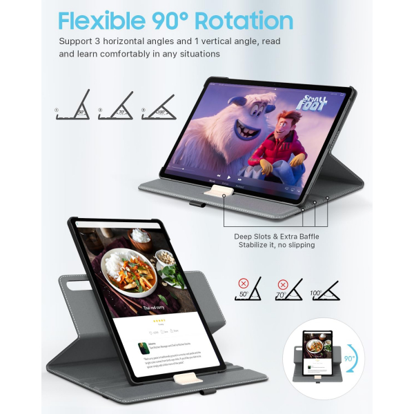 TMOVO Galaxy Tab S10 Plus/S9 Plus Rotating Klf -Black 