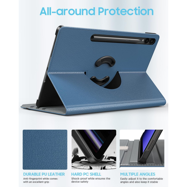 TMOVO Galaxy Tab S10 Plus/S9 Plus Rotating Klf -Denim Blue
