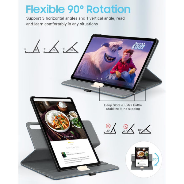 TMOVO Galaxy Tab S10 Plus/S9 Plus Rotating Klf -Denim Blue