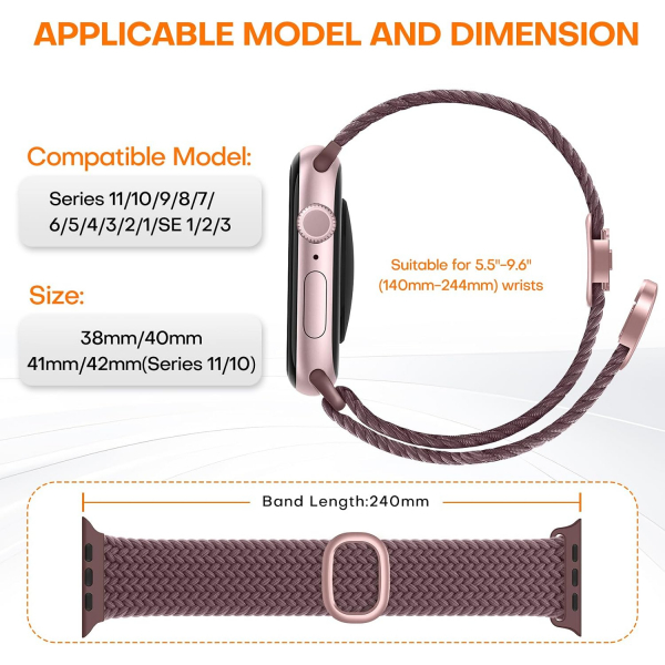 TOCOL �rg�l� Manyetik Esnek Apple Watch Kordonu-Purple Fog