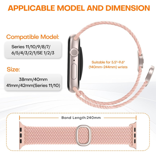 TOCOL �rg�l� Manyetik Esnek Apple Watch Kordonu-Pink