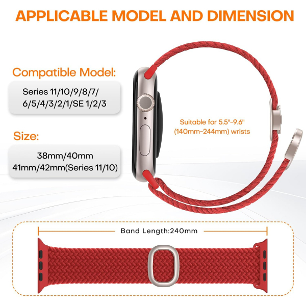 TOCOL �rg�l� Manyetik Esnek Apple Watch Kordonu-Red