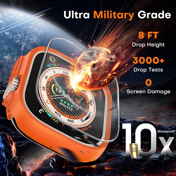 TOCOL Apple Watch Ultra 49mm Bumper Klf-Black Orange