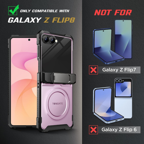 TONGATE Galaxy Z Flip 8 Ekran Koruyuculu Standl� K�l�f-Pink