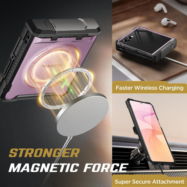 TONGATE Galaxy Z Flip 8 Ekran Koruyuculu Standl� K�l�f-Pink
