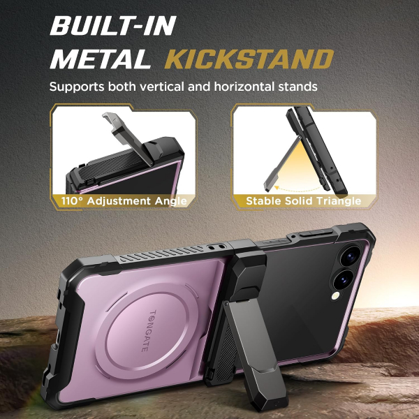 TONGATE Galaxy Z Flip 8 Ekran Koruyuculu Standl� K�l�f-Pink