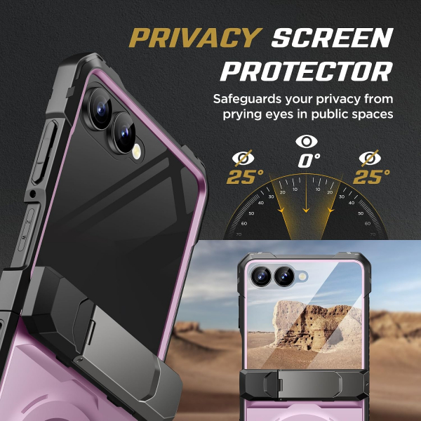 TONGATE Galaxy Z Flip 8 Ekran Koruyuculu Standl� K�l�f-Pink