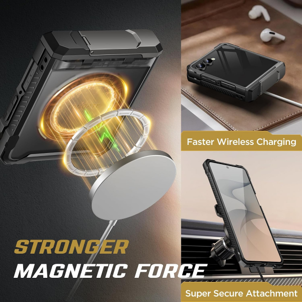 TONGATE Galaxy Z Flip 8 Ekran Koruyuculu Standl� K�l�f-Black