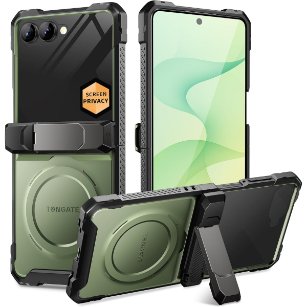 TONGATE Galaxy Z Flip 8 Ekran Koruyuculu Standl� K�l�f-Green
