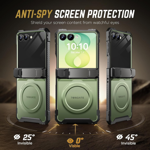 TONGATE Galaxy Z Flip 8 Ekran Koruyuculu Standl� K�l�f-Green