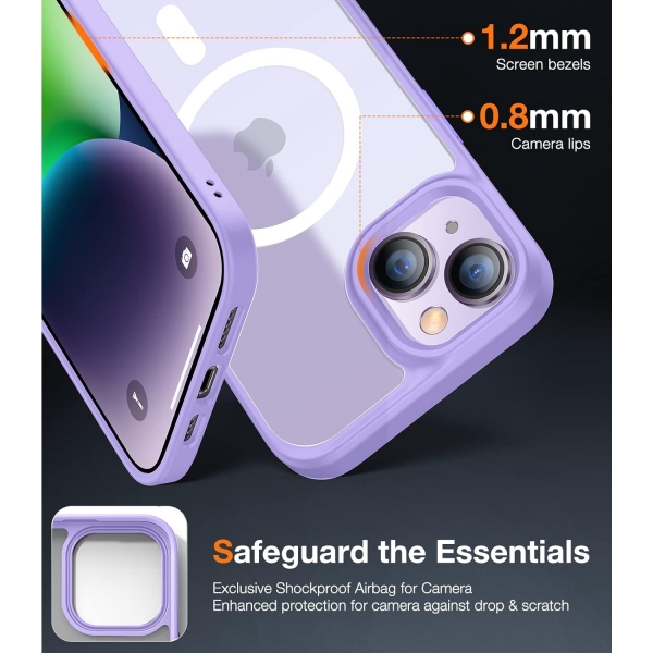 TORRAS Apple iPhone 15 Plus Darbeye Dayankl MagSafe Uyumlu Klf-Purple