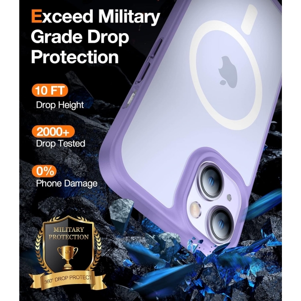 TORRAS Apple iPhone 15 Plus Darbeye Dayankl MagSafe Uyumlu Klf-Purple