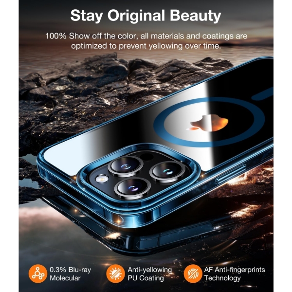 TORRAS Apple iPhone 15 Pro Max Darbeye Dayankl Klf (Kristal)-Blue Titanium