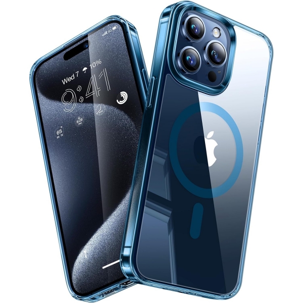 TORRAS Apple iPhone 15 Pro Max Darbeye Dayankl Klf (Kristal)-Blue Titanium