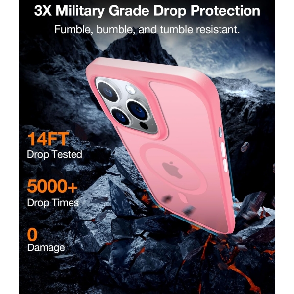 TORRAS Apple iPhone 15 Pro Max Darbeye Dayankl MagSafe Uyumlu Klf-Pink Titanium