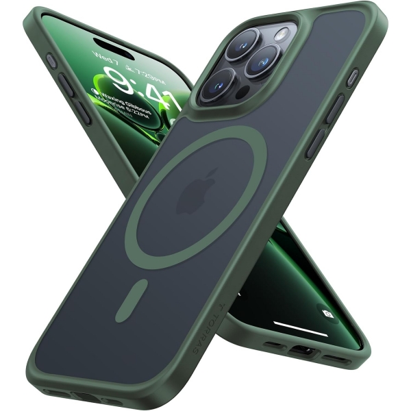 TORRAS Apple iPhone 15 Pro Max Darbeye Dayankl MagSafe Uyumlu Klf-Alpine Green