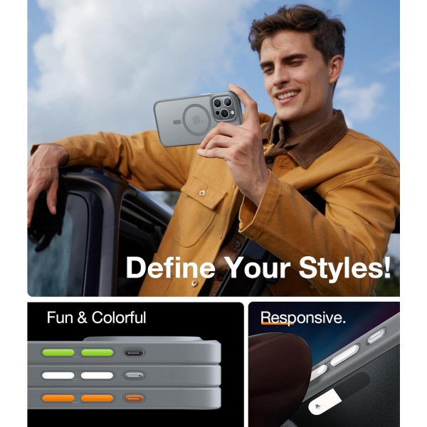 TORRAS Apple iPhone 15 Pro Max Darbeye Dayankl MagSafe Uyumlu Klf-Light Grey